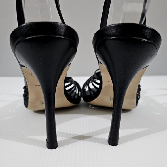 Larroude Valerie Slingback Knotted Sandal Stiletto Black Leather Size 9.5 NWOT - Picture 8 of 13